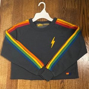 Aviator Nation Bolt Embroidery Classic Cropped Crew Sweatshirt